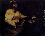The Mandolin Player by Theodule Augustine Ribot